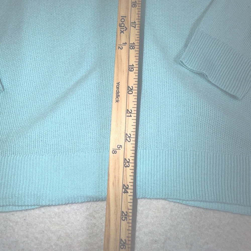 Merona Women's Large Aqua Blue Button Front Cardigan Sweater Cotton Knit L - Picture 6 of 9